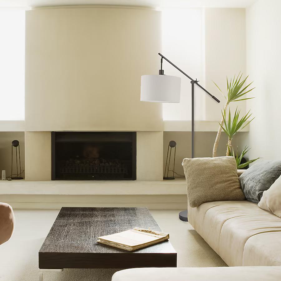 Globe Electric Avellino 66-in Matte Black Shaded floor lamp Floor Lamp with Fabric Shade