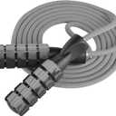 Jump Rope for Women & Men Adjustable Length Cotton Skipping Rope for Adults & Kids Workout Equipment for Weight Loss, Cardio, Boxing & Fitness Suitable for Home, Gym & School Use (Grey)