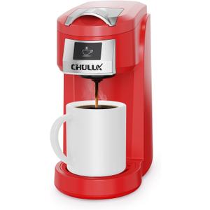 CHULUX Classic Single Serve Coffee Maker for K Cup, One Button Easy Coffee Machine for Office, RV, Travel and Dorm, Red