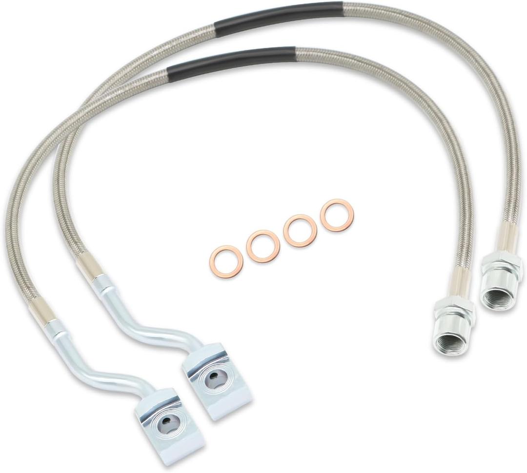 Front Brake Lines 89370 Compatible with Silverado Sierra 2007-2019 1500/2011-2019 2500/3500HD Stainless Steel Brake Lines