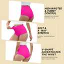 Women High Waist Yoga Booty Shorts V Back Workout Spandex Seamless Dance Hot Pants Butt Lifting Shorts Rave Outfits (Pink, L)