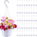 Roshtia 50 Pcs Plastic Hanging Plant Pots with Hooks Flower Pots Baskets Outdoor Hanging Nursery Planter Holder for Home Garden Balcony Porch(Gray White,3.7 inch) (Small)
