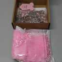 Teling 50 Sets Baby Shower Party Favors Baby Shower Angel Keychains Label Sticker Cards Organza Bags for Baptism Party(Pink)