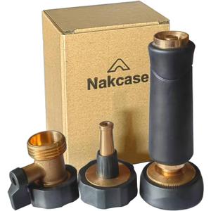Brass Hose Nozzle, Adjustable Twist hose Sprayer, High Pressure Hose Nozzle with On-Off Valve, Leakproof Operation 3/4" Connector, Jet Sweeper Nozzle for Patio and Pet, Car Washing, 3 Pack