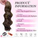 Claw Clip Ponytail Extension,14 Inch Chocolate Brown Curly Wavy Ponytail Claw Clip in Hair Extension for Women Fluffy Natural Looking Synthetic Hairpiece for Daily Use(14 Inch,Chocolate Brown)