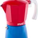 IMUSA Stovetop Espresso Maker 6 Cup Cast Aluminum Moka Pot Caribbean Colors Edition Red Blue White Cafetera Italiana Espresso Cuban Coffee Maker