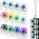 4 PCS Keyboard Fidget Toy, Keyboard Fidget Keychain 4-in-1 Keyboard Decompression Button Finger Clicker Toys, Button Stress Relief Fidget Gifts (Clear Black Transparent Colorful)