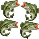 4 Pcs Large Sea Bass Foil Balloons, Realistic Fish Balloons for Ofishally One Birthday Decorations, Gone Fishing Theme Party Supplies, Let's Go Fishing Baby Shower, Fisherman Birthday Decor