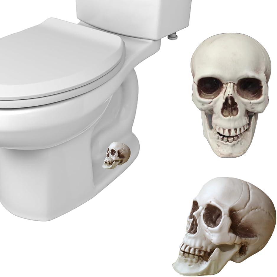 2Pack Skull Toilet Bolt Caps,Toilet Bolt Covers Decorative,Fun Skull Toilet Bolt CoversUniversal Toilet Bolt Caps Toilet Caps for Bottom of Toilet (Plastic Skull)