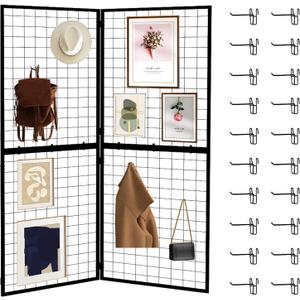 Foldable Gridwall Display Panel - 2 Pack of 2x5 Ft Heavy Duty Z Unit Wire Grid Wall Panels for Retail Store, Trade Show, Pop Up Shop, Versatile Merchandiser Display