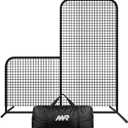 MR Professional Baseball Pitching Screen, Baseball Softball Portable Batting Screen, Protective Pitcher Safety Net, 7'x7' - L Shape