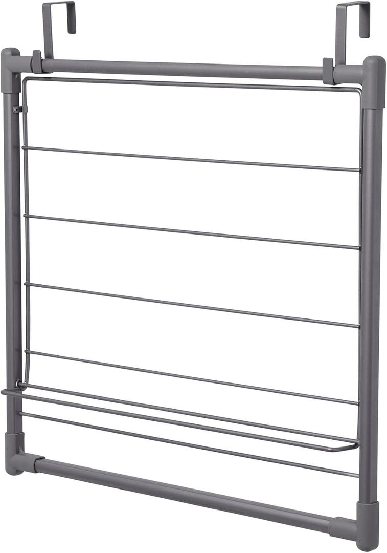 Household Essentials Metal Expandable Over the Door Drying Rack, Gray, 22 inches L x 2 inches W x 21 inches H