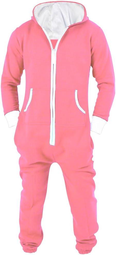 Skylinewears Mens Jumpsuit Non Footed Pajama Unisex One Piece Playsuit Adult Onesie With Hood (Small, Pink)