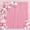 Pink Polyester Backdrop Wrinkle Free Pink Birthday Backdrop Curtain 2 Pack 5.3ftx10ft Baby Shower Fabric Backdrop for Wedding Themed Party Stage Photography Background Decoration