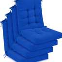 Juexica 4 Sets Outdoor Patio Chair Cushions Seat High Back Tufted Pillow Replacement Rocking Chair Cushions Pads for Patio Summer Seasonal Indoor Home Office(Royal Blue)