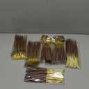 N9R 90Pcs Gold Plastic Silverware Heavy Duty, Elegant Disposable Plastic Silverware with Wood Grain Handle, Gold Plastic Cutlery Set Include 30 Forks, 30 Spoons, 30 Knives Perfect for Wedding, Party