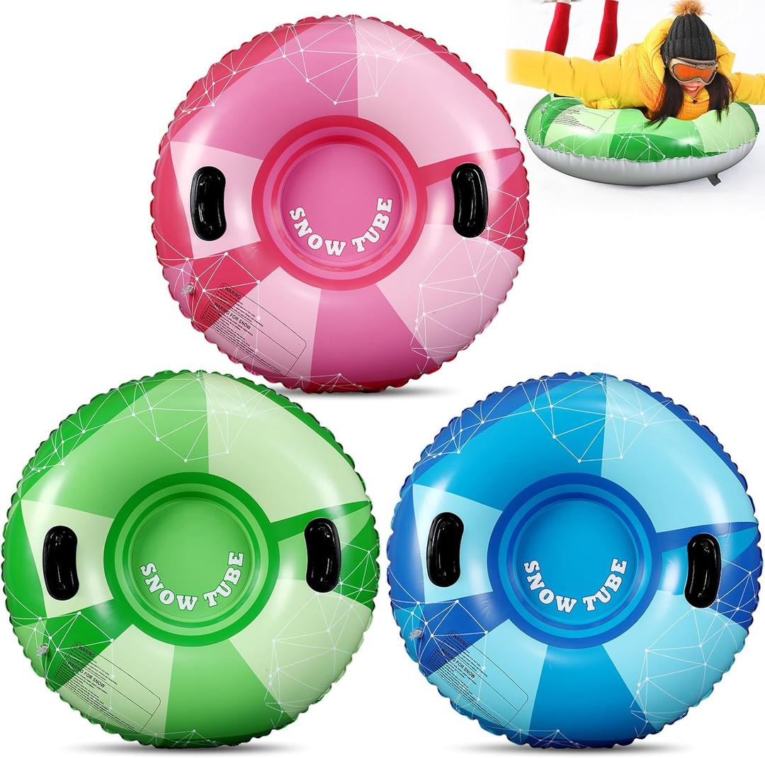 Sotiff 3 Pack Snow Tubes for Sledding 36'' Heavy Duty Inflatable Snow Sleds for Adults Winter Toys for Outdoor Sledding, Christmas Sleds Gift