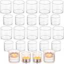Glasseam Tea Light Candle Holders for Table Centerpiece, Small Clear Glass Votive Candle Holders Set of 24, Cute Mini Floating Tealight Holder for Wedding Centerpieces Birthday Party Decorations
