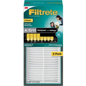 Filtrete Allergen Reduction True HEPA Room Air Purifier Filter, 2 Pack, Size 9.96 in. x 4.69 in., Works with Filtrete FAP-TT-ADH device