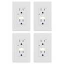 AIDA GFCI Outlet 15 Amp with Nightlight Plate,Self-Test Electrical Outlet, Tamper-Resistant Receptacle Ground Fault Circuit Interrupters, Wall Plate Included, UL Listed (4 Pack, Matte White)