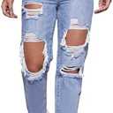 Floerns Women's Ripped High Waist Boyfriend Jeans Distressed Stretchy Denim Pants, Size: XXL