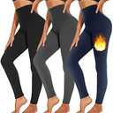 3 Pack Fleece Lined Leggings Women High Waisted Warm Winter Yoga Pants for Women Thermal Running Workout Leggings XL