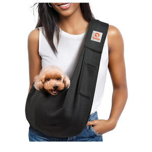 Tomkas Small Dog Sling Carrier - Classic Pocket & Classic Strap - Wrap Carrier - for 3-10 lbs Pets(Black)