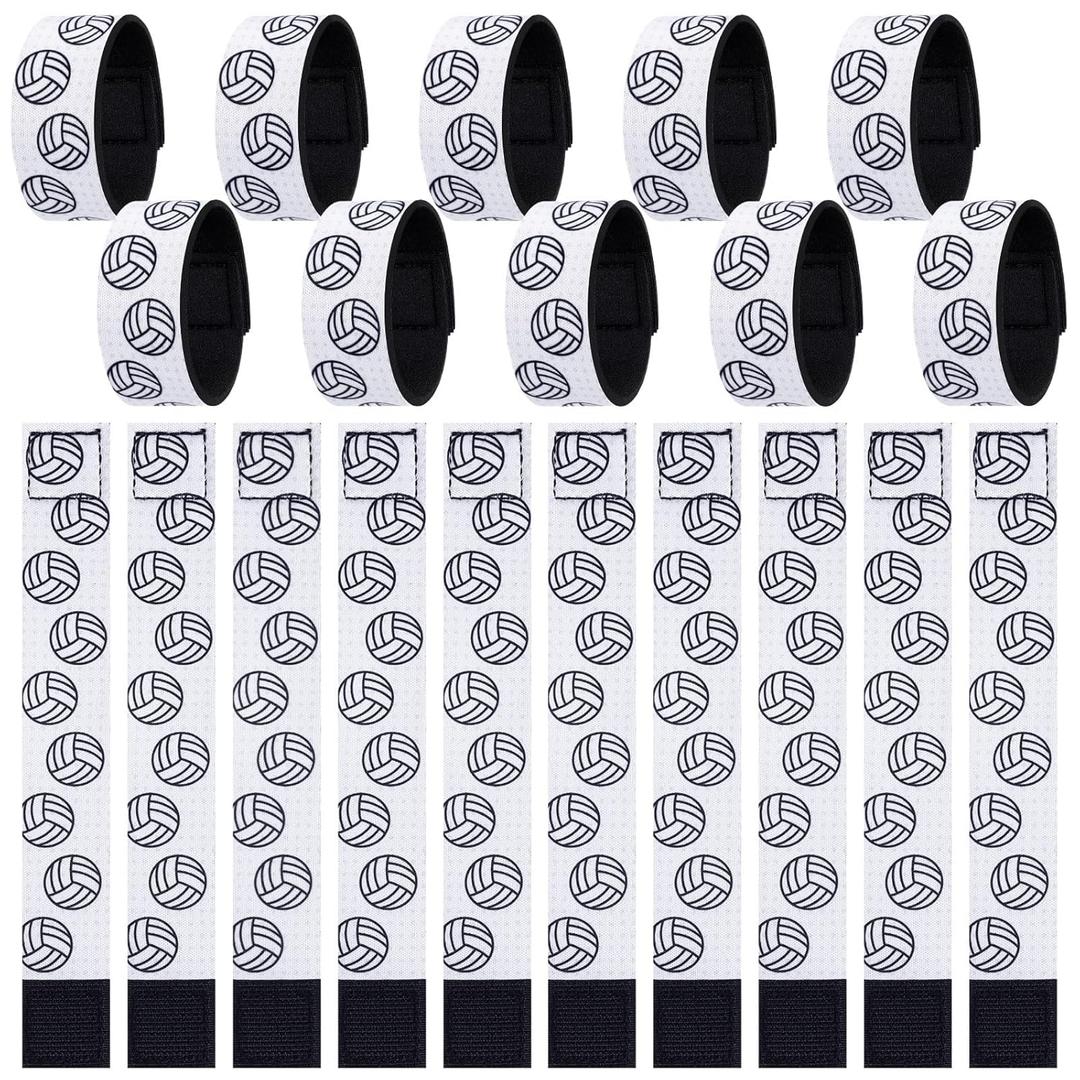 24 Pcs Volleyball Sleeve Holders 7.5 Inch Volleyball Shirt Sleeve Straps Brown Black Pattern Stitching Sports Shirts Ties for Women Men Teens Sports Activities Accessories Gift