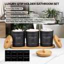 3 Pack Qtip Holder Bathroom Set with Tray,13.5oz Cotton Round Ball Pad Holder Cotton Swab Floss Pick Dispenser,Bathroom Organizers and Storage Container,Glass Apothecary Jars Canisters with Lids-Black