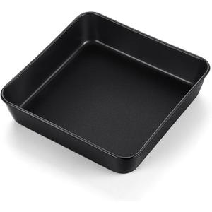 TeamFar Square Baking Pan, 8 inch Coated Square Cake Brownie Lasagna Pan with Stainless Steel Core & Non Stick Coating, for Baking Roasting Serving, Non-Toxic & Oven Safe, One Piece Design & Deep Wall