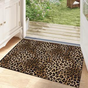 Leopard Rug 2x3 Washable Animal Print Rugs Non Slip Short Plush Ultra Soft Modern Entryway Rug for Indoor Entry Bedroom Bathroom
