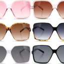 Weewooday 6 Pairs Oversized Square Sunglasses Multicolor Retro Irregular Vintage Sunglasses Wide Oversized Shades for Women