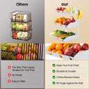 GOENDR Fruit Basket for Kitchen Counter 3 Tier Metal Fruit Bowl with Banana Hanger, Convertible to 2 Tier, Large Capacity Countertop Organizer for Fruit Vegetables Bread Snack Produce Storage