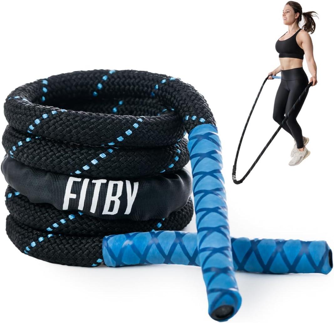 Weighted Jump Rope - 2.9lbs, 9.9 Feet Long Jump Ropes for Fitness, Home Workout Rope, Skipping Rope for Exercise, Total Body Workout Equipment, Durable Jumping Rope by Fitby