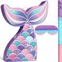 Faccito Mermaid Piata Party Supplies Mermaid Tail Piata Bundle with Blindfold Bat for Girls Under the Sea Ocean Theme Birthday Party Decorations, 16.14'' x 12.40'' x 2.95''
