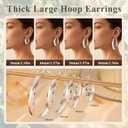 5-8mm Tapered Design Thick Large Hoop Earrings for Women Trendy Hypoallergenic 925 Sterling Silver Post 14K Gold Hoop Earrings Non Tarnish Lightweight Big Chunky Gold Hoops 30/40/50/60MM