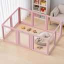 LoveTail DIY Clear Acrylic Dog Playpen House,Quick Easy Assembly and Disassembly,Strong Floor Suction,Indoor and Outdoor Use,Easy Cleansing Puppy Fence (Skin Pink, 23.6" H, 10PCS)