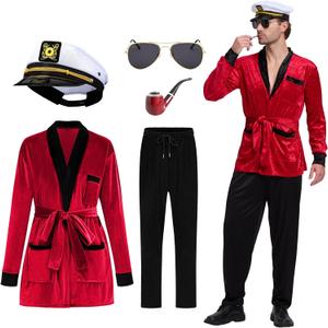 Halloween Men's Captain Costume Set: Complete Outfit with Hat, Sunglasses & Accessories (X-Large)