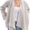 Amazhiyu Women's 100% Linen Draped Open Cardigan Summer Casual Asymmetric Tops Flax, Small