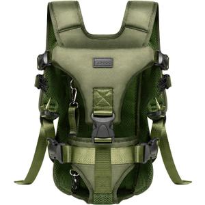 Pet Dog Front Carrier Backpacks, Legs Out Secure-Fit Dog Front Carrier for Small Dogs Up to 17 lbs, Adjustable Hands Free Pet Chest Carrier for Hiking Cycling (M, Army Green)