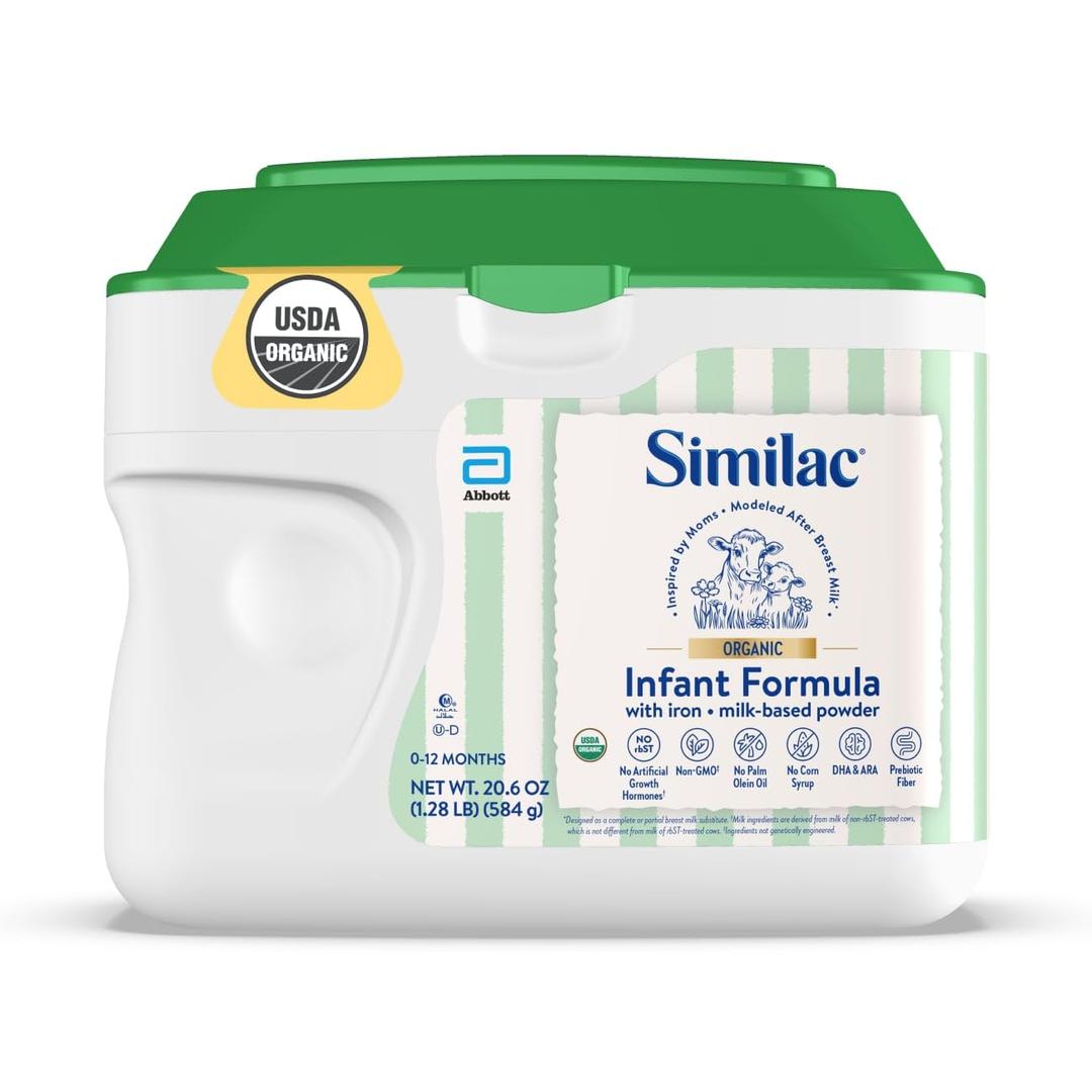 Similac Organic Infant Formula, Easy to Digest, USDA-Certified Organic, Powder, 20.6-oz Tub, BBD: JULY 01, 2027