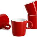 Sweese 3.5oz Porcelain Espresso Cups Set of 4, Mini Coffee Mugs Demitasse Cups - Red