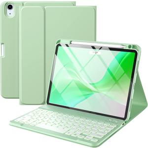 Harvopu Compatible for iPad Air 11-inch/ 10.9" Air 5th 4th Generation Case with Keyboard - Backlit Detachable, Folio Cover with Pencil Holder for iPad Air 11 Inch M3/M2, Air 5/ Air 4 (Green)