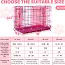 HOMEY PET 30 Inch Pink Dog Crate, Cute Dog Cage Medium Sized Collapsible Small Dog Kennel Indoor Nano-Coated Metal Wire Dog Crate with Removable Floor Grid Tray, Double Doors Dual Locks, Handle