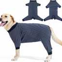 LIANZIMAU Dog Surgery Recovery Suit Full Body Alternative to Cone with Leg Sleeves Comfortable Spay Neuter Suit for Female Male Dogs Postoperative Protective Pet Clothes (Small, Blue Stripes)