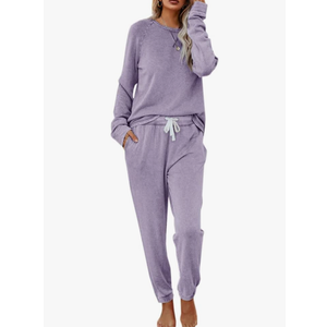 Eurivicy Women's Solid Sweatsuit Set 2 Piece Long Sleeve Pullover and Drawstring Sweatpants Sport Outfits Sets, Size XS
