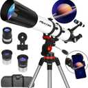 MEEZAA Telescope, Telescope for Adults High Powered Professional, 90mm Aperture 800mm Refractor Telescopes for Astronomy Beginners Fully Multi-Coated with AZ Mount Tripod & Phone Adapter & Carry Bag