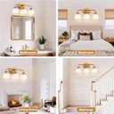 maesta Gold Bathroom Light Fixtures, 3-Light Brushed Gold Vanity Lights with Milk White Tulip Glass Shades, Vintage Bathroom Lights Over Mirror for Bedroom Living Room Hallway