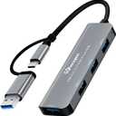 USB hub Splitter for Laptop,USB hub 1to4,USB 3.0 Splitter USB c hub,3.0 HUB Port Expander (USB 3.0 HUB-Silver)