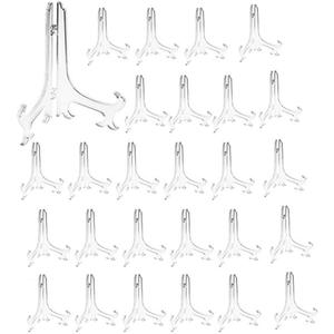 Artliving 3" Clear Plastic Stand Cookie Holder Display Stand Place Card Holder Display Easels at Weddings, Birthday Party(24 Pack)
